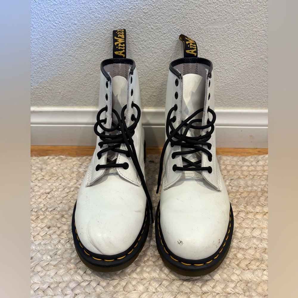 Dr. Martens White Boots with Black Laces